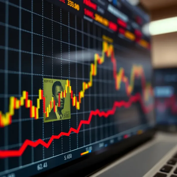 Graph showing currency exchange rate trends with Kenyan shilling highlighted