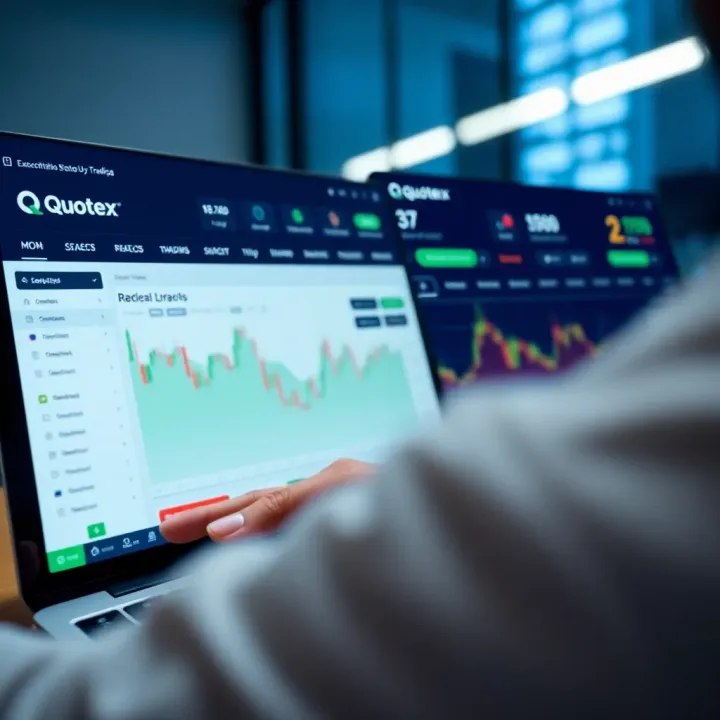 Dashboard view of Quotex trading platform showcasing market options and trading tools