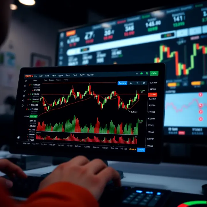 Quotex Trading Dashboard Features Dashboard view of a trading platform with graphs and trading tools
