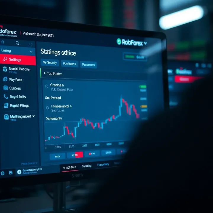 Managing Security and Passwords in Roboforex Account Roboforex account dashboard displaying key security settings and password management options