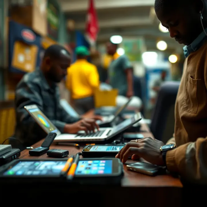 Digital Technology Empowering Traders in Kenya's Economy Technology devices illustrating digital tools used by Kenyan traders to enhance business