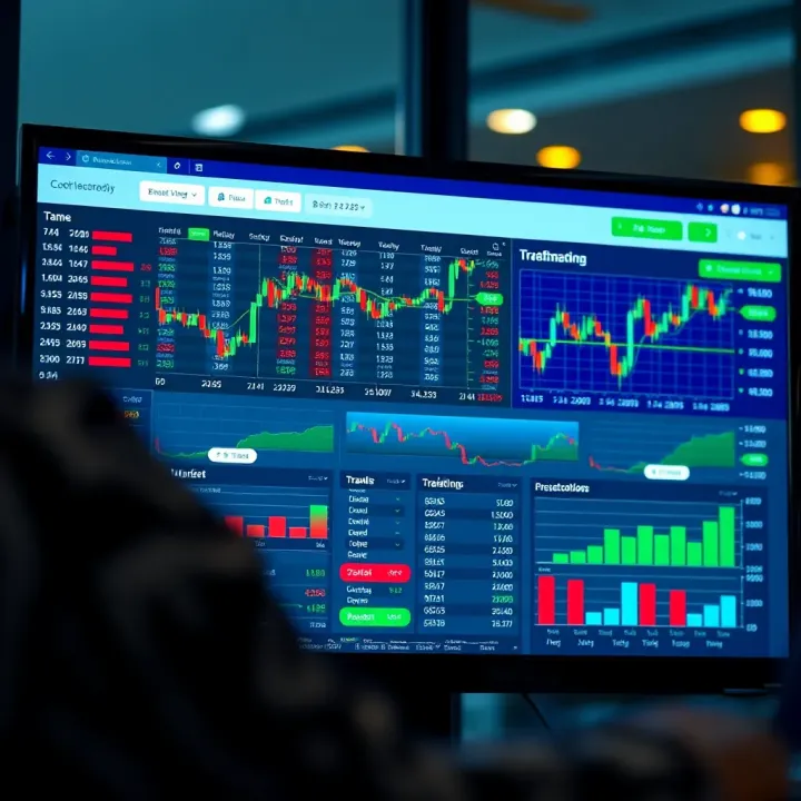 Dashboard of TradeView.com displaying various market charts and trading options