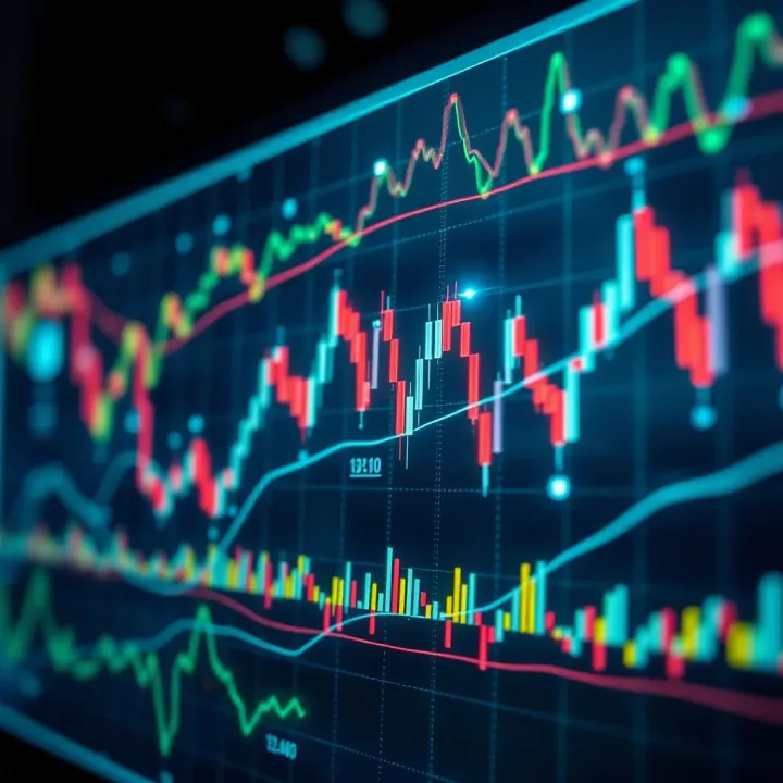 Visual representation of financial market trends with overlay of digital automation symbols highlighting the role of bots in trading