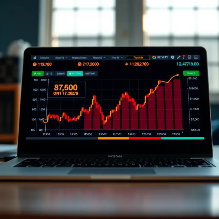 Diagram illustrating the concept of binary options trading with upward and downward trends