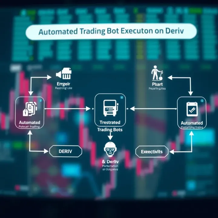 Automated Trading Bot Execution Flow on Deriv Diagram illustrating the flow of automated trading bots executing trades on a digital financial platform