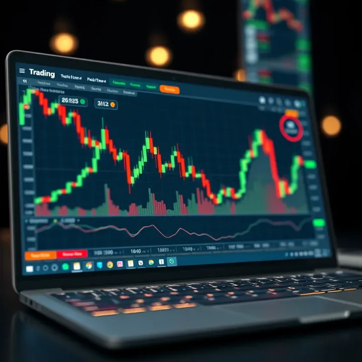 Chart displaying virtual currency trading performance on an online demo account platform