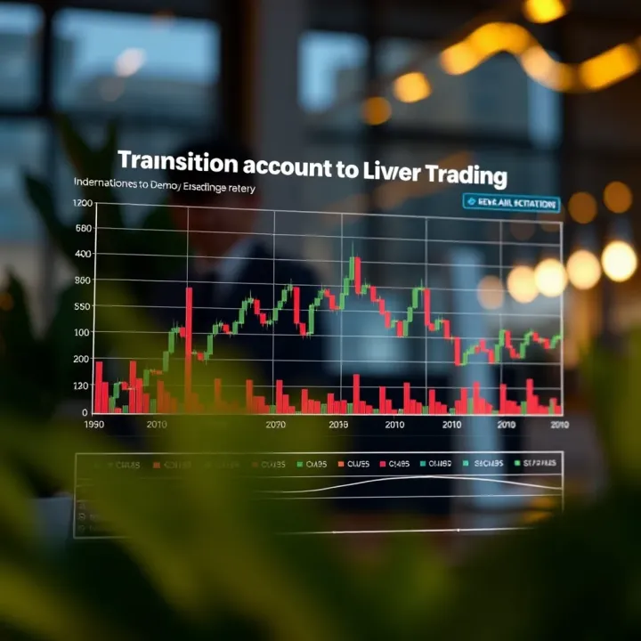 Graph showing transition from demo to live trading with performance metrics