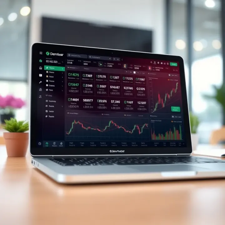 Screenshot of Deriv Trader platform showing various market options and trading interface