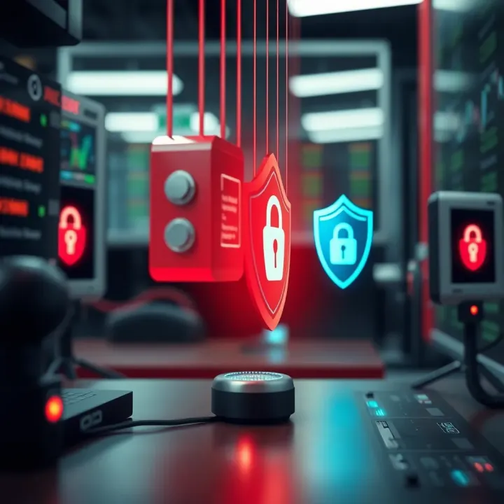 Safety Features and Risk Management in Automated Trading Illustration of a secure trading environment with digital locks and safety shields
