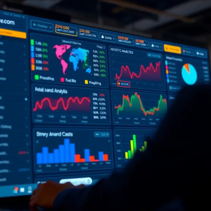 Dashboard showcasing financial analytics and market trends on a digital platform