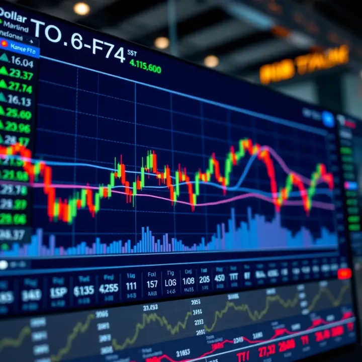 Illustration of digital currency exchange platform interface showing currency pairs and trading charts
