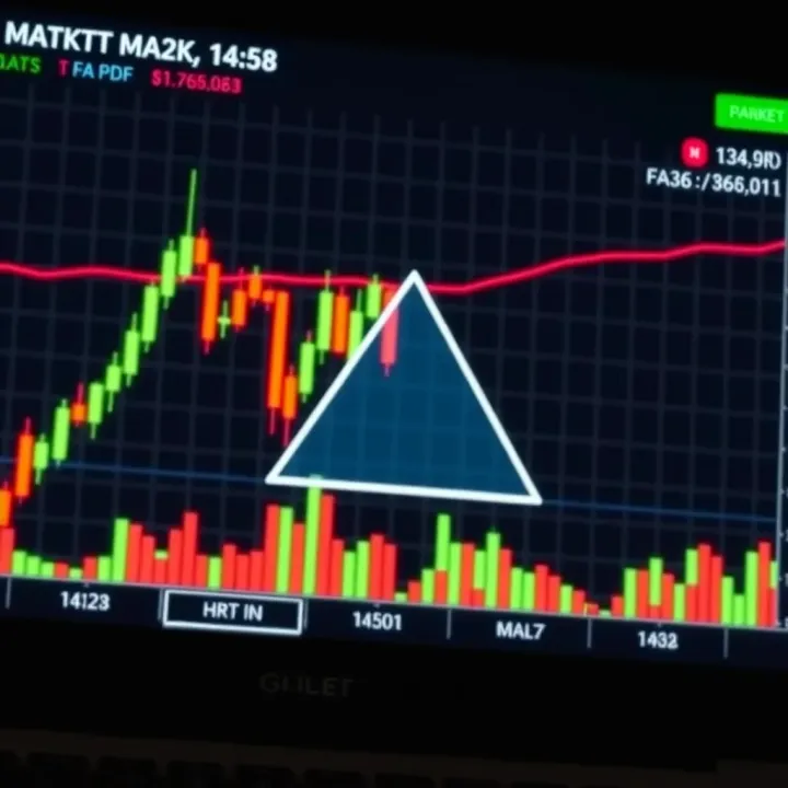 Triangle chart pattern formation on a forex trading platform highlighting market consolidation
