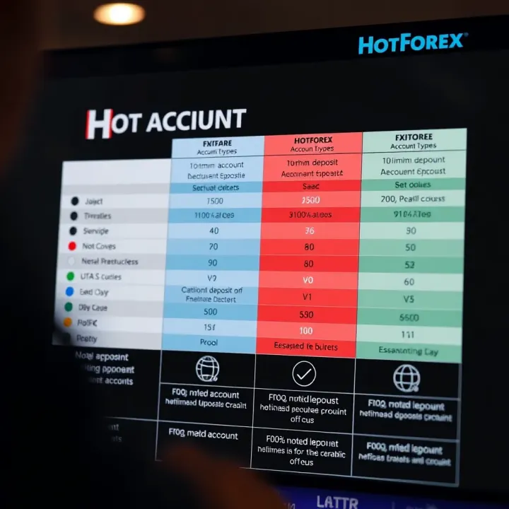 Overview of HotForex Account Types and Deposit Requirements Comparison chart showing various HotForex account types with their minimum deposit requirements and features