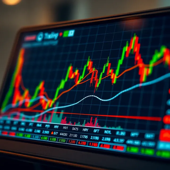Market Trends on IQ Trading Platform Graph showing forex, commodity, and index market trends on a digital trading platform