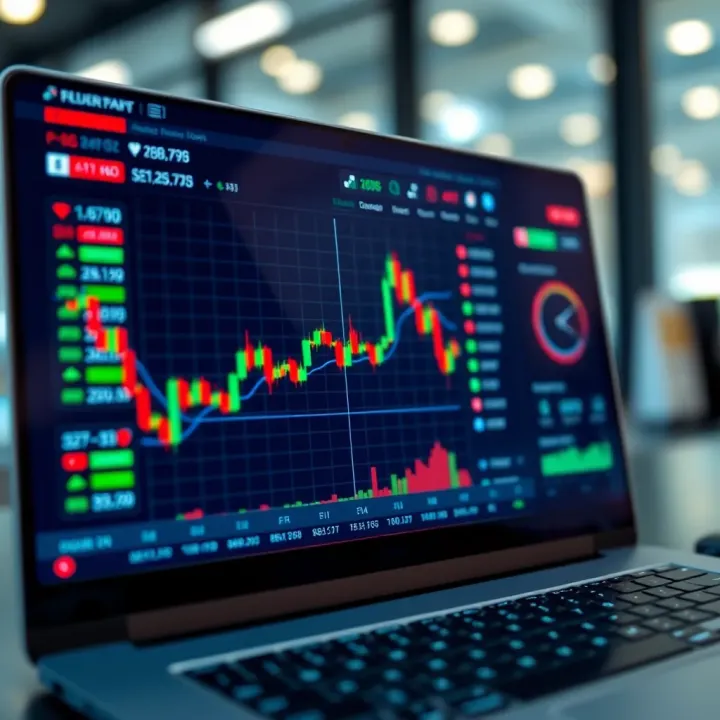Interface of a Modern Online Trading Platform Interface of an online trading platform showing charts and investment options