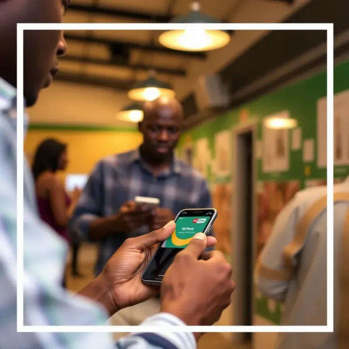 Illustration showing M-Pesa mobile payment integration for Kenyan traders using Pocket Options