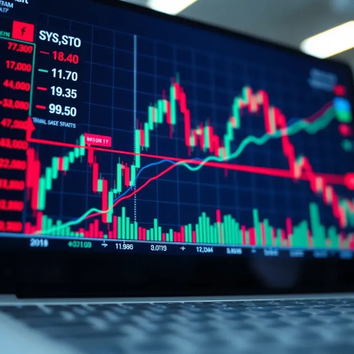 Graph showing fluctuating stock prices with highlighted surge moments