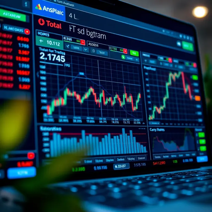 Visual Overview of a Trading Platform Interface User interface showing various charts and analytics on a digital trading platform