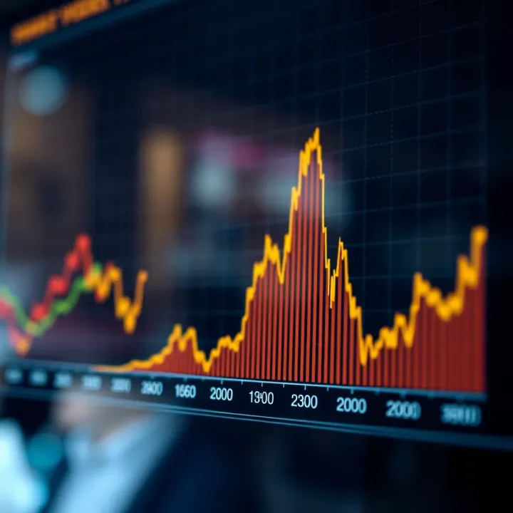 Graph showing fluctuations in market volatility over time