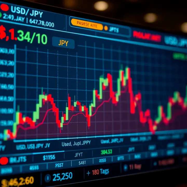 Chart displaying the recent fluctuations and trend analysis of the USD to JPY currency exchange rates