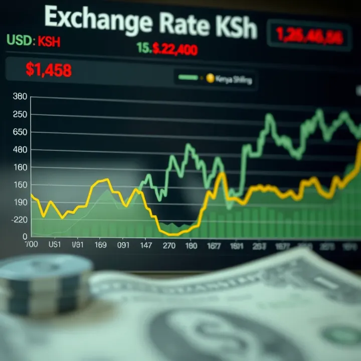 Trends in USD to KSh Exchange Rate Over Time Graph showing fluctuating exchange rates between US Dollar and Kenyan Shilling over time with economic indicators