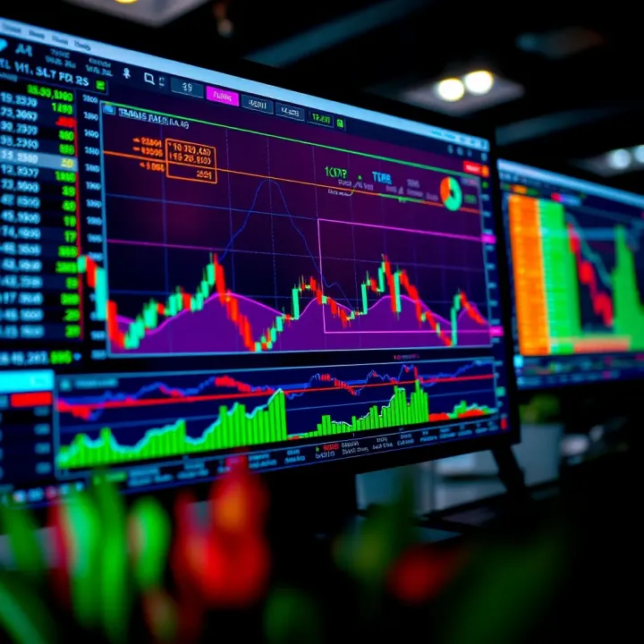 TradingView platform displaying various technical analysis charts and indicators for binary options trading