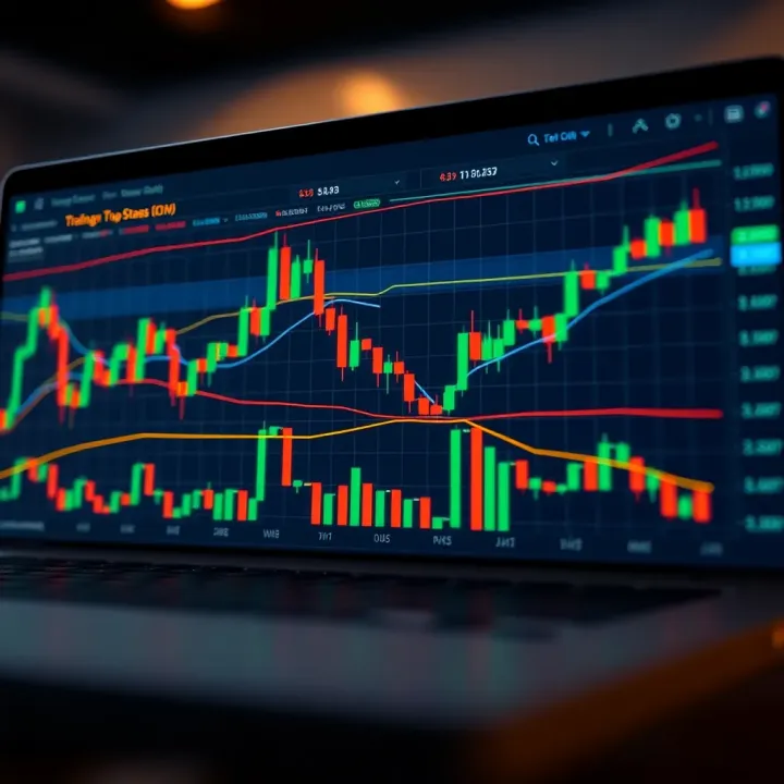 TradingView Chart Featuring Candlestick Patterns and Technical Indicators TradingView chart displaying candlestick patterns and technical indicators for binary options trading